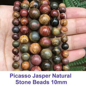 Picasso Jasper Natural Stone Beads - Big, Bold, 10mm   15" Strand